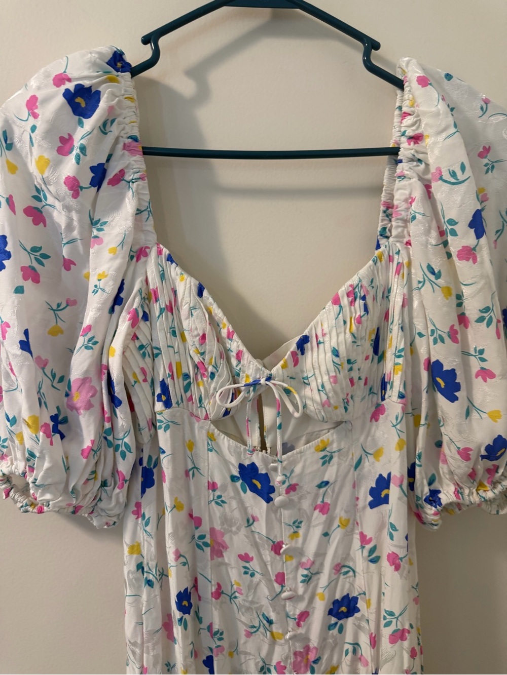 Revolve For Love & Lemons Lexy Cut Out Maxi Dress White Floral SZ M UGC - Picture 4 of 10